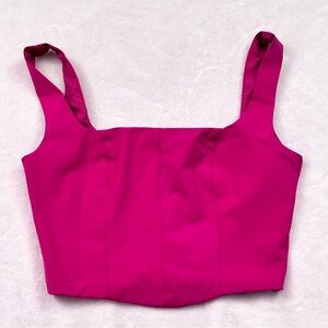 House of Harlow 1960 Women Square Neck Corset Style Pink Crop Top size XS